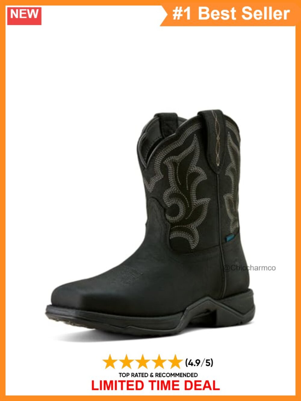 Waterproof Full-Grain Leather Western Boot Square Toe Work Boot